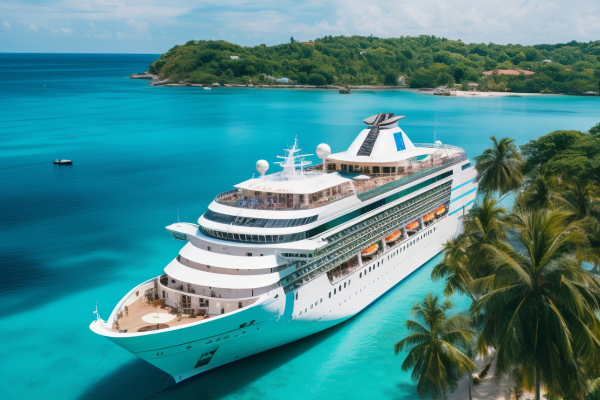Luxury Caribbean cruise ship sailing to the Bahamas with exclusive deals.